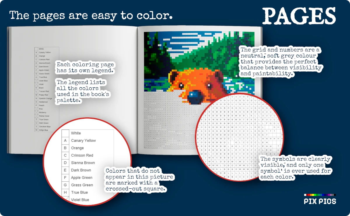 Wild Animals - Pixel Mosaic Hidden Drawings Coloring Book - Page Description